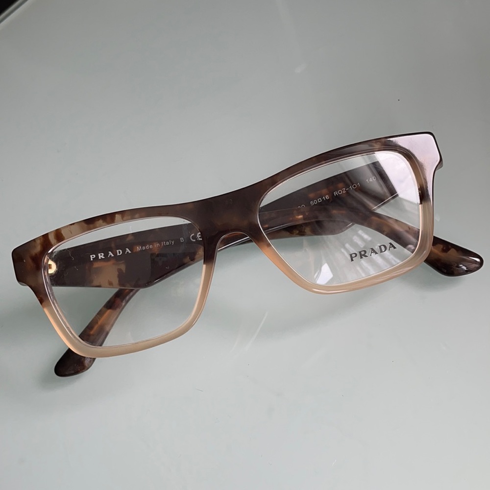 Authentic Prada brown and gold prescription frames